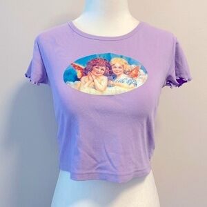 Lilac Angel crop T-shirt
